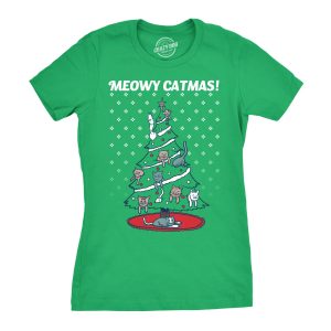 Womens Meowy Christmas Cat Shirt Tree Ugly Merry Crazy Funny Gift Sweater Womens Meowy Christmas Cat Shirt Tree Ugly Merry Crazy Funny Gift Sweater