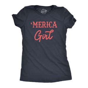 Womens Merica Girl T Shirt Funny Cute Fourth Of July Party Patriotic Tee For Ladies Womens Merica Girl T Shirt Funny Cute Fourth Of July Party Patriotic Tee For Ladies