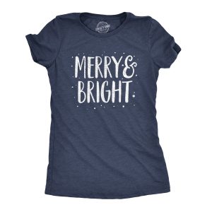 Womens Merry And Bright Tshirt Cute Christmas Carol Holiday Party Tee Womens Merry And Bright Tshirt Cute Christmas Carol Holiday Party Tee