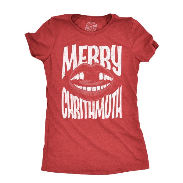 Womens Merry Chrithmuth T Shirt Funny Xmas Lisp Joke Tee For Ladies
