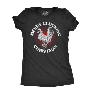 Womens Merry Clucking Christmas T Shirt Funny Xmas Rooster Chicken Joke Tee For Ladies Womens Merry Clucking Christmas T Shirt Funny Xmas Rooster Chicken Joke Tee For Ladies