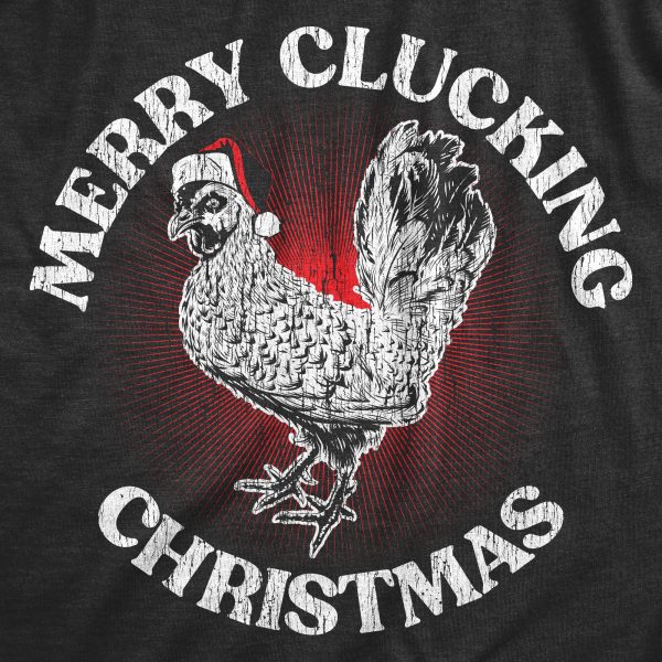 Womens Merry Clucking Christmas T Shirt Funny Xmas Rooster Chicken Joke Tee For Ladies
