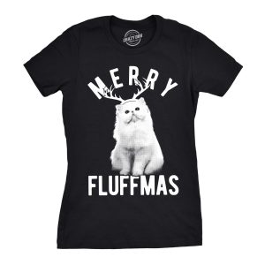 Womens Merry Fluffmas Tshirt Funny Christmas Cat Tee Womens Merry Fluffmas Tshirt Funny Christmas Cat Tee