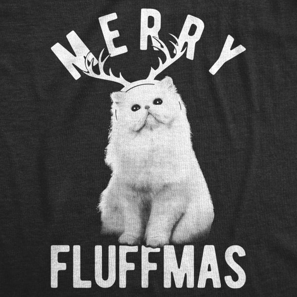 Womens Merry Fluffmas Tshirt Funny Christmas Cat Tee