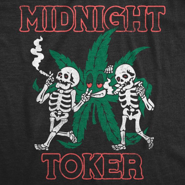 Womens Midnight Toker T Shirt Funny 420 Pot Smoking Weed Leaf Parody Tee For Ladies