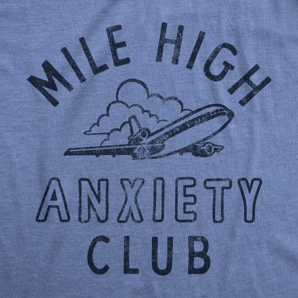 Womens Mile High Anxiety Club T Shirt Funny Sarcastic Nervous Airplane Graphic Novelty Tee For Ladies