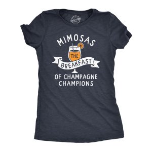 Womens Mimosas The Breakfast Of Champagne Champions T Shirt Funny Brunch Joke Tee For Ladies Womens Mimosas The Breakfast Of Champagne Champions T Shirt Funny Brunch Joke Tee For Ladies
