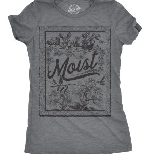 Womens Moist Floral Print Tshirt Funny Gross Word Tee