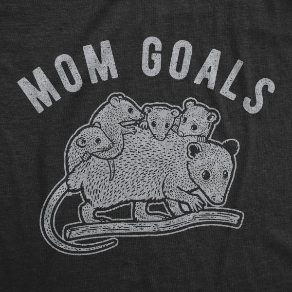 Womens Mom Goals Tshirt Funny Opossum Family Cute Animal Graphic Tee