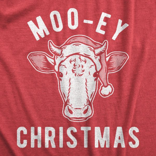 Womens Moo-ey Christmas Tshirt Funny Holiday Festive Cow Merry Xmas Graphic Tee