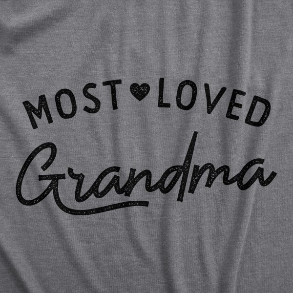 Womens Most Loved Grandma T Shirt Cute Grandmother Gift Text Tee For Ladies