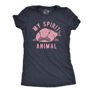 Womens My Spirit Animal T Shirt Funny Ugly Blobfish Joke Tee For Ladies Womens My Spirit Animal T Shirt Funny Ugly Blobfish Joke Tee For Ladies