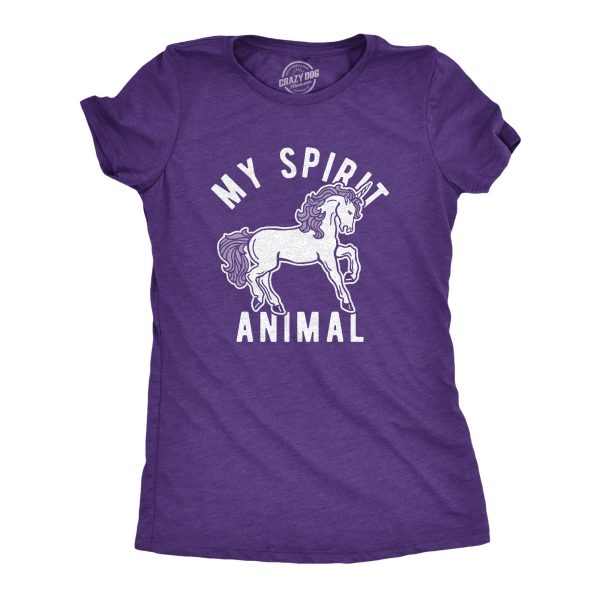 Womens My Spirit Animal Unicorn Tshirt Funny Mythical Horse Sarcastic Graphic Novelty Tee