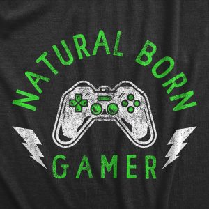 Womens Natural Born Gamer T Shirt Funny Video Game Lovers Controller Tee For Ladies
