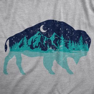 Womens Nature Bison T Shirt Funny Cool Outdoor Lovers Buffalo Tee For Ladies
