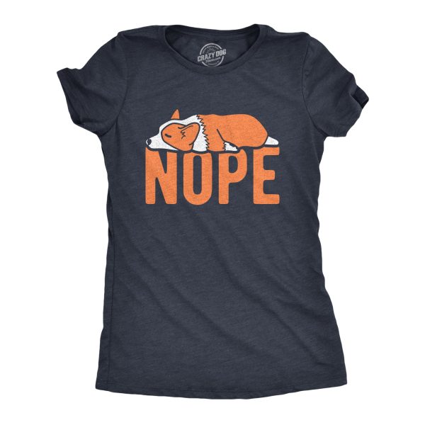 Womens Nope Corgi T shirt Funny Pet Lover Dog Mom T-Shirt Cool Graphic for Her