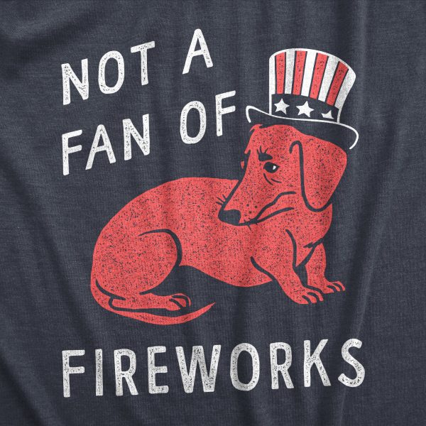 Womens Not A Fan Of Fireworks T Shirt Funny Fourth Of July Scared Puppy Tee For Ladies