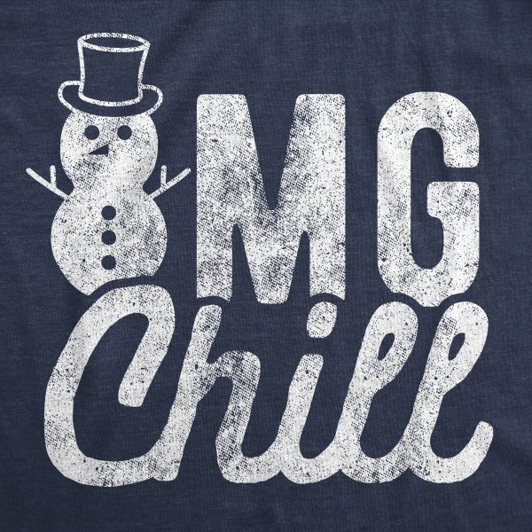 Womens OMG Chill Tshirt Funny Winter Weather Snowman Graphic Novelty Tee