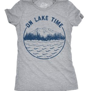Womens On Lake Time Tshirt Funny Summer Vacation Outdoors Tee For Ladies