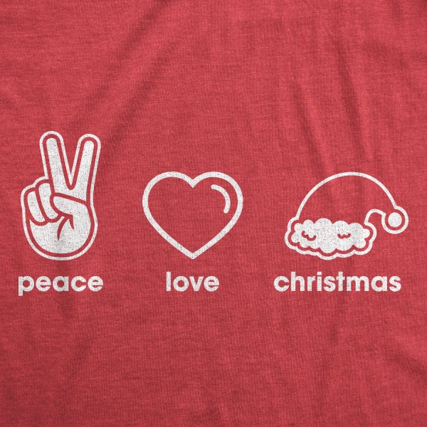 Womens Peace Love Christmas Tshirt Funny Holiday Xmas Party Graphic Novelty Tee