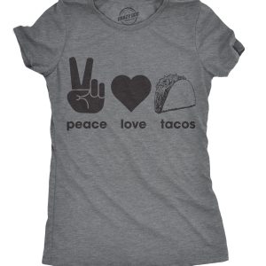Womens Peace Love Tacos T shirt Funny Saying Cute Graphic Vintage Ladies Design