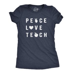 Womens Peace Love Teach Tshirt Funny Elementary High School Teacher Appreciation Tee Womens Peace Love Teach Tshirt Funny Elementary High School Teacher Appreciation Tee