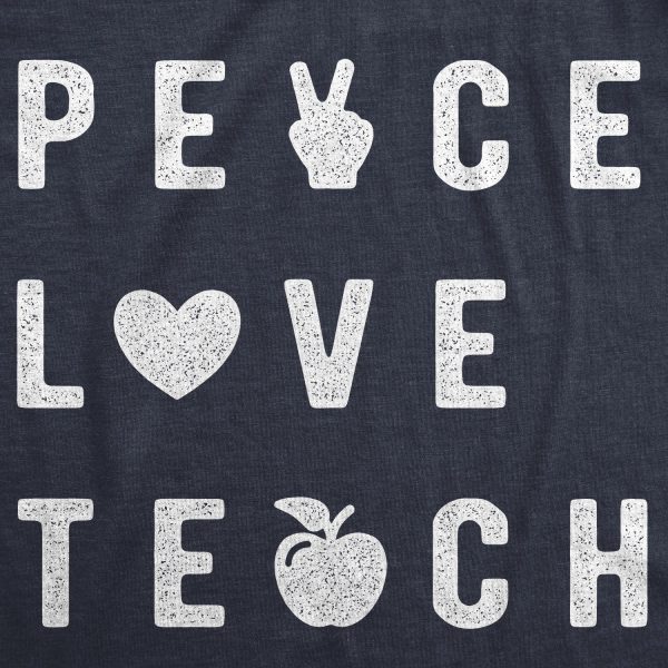 Womens Peace Love Teach Tshirt Funny Elementary High School Teacher Appreciation Tee