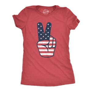 Womens Peace Sign American Flag Tshirt 4th Of July USA Patriotic Party Graphic Tee Womens Peace Sign American Flag Tshirt 4th Of July USA Patriotic Party Graphic Tee