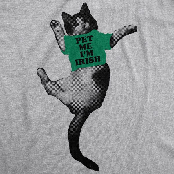 Womens Pet Me Im Irish Funny Kitten St. Patrick’s Day Crazy Cat Lover T Shirt