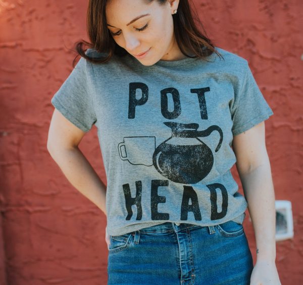 Womens Pot Head T Shirt Funny Coffee Sarcastic Cool Tee Caffeine Tee