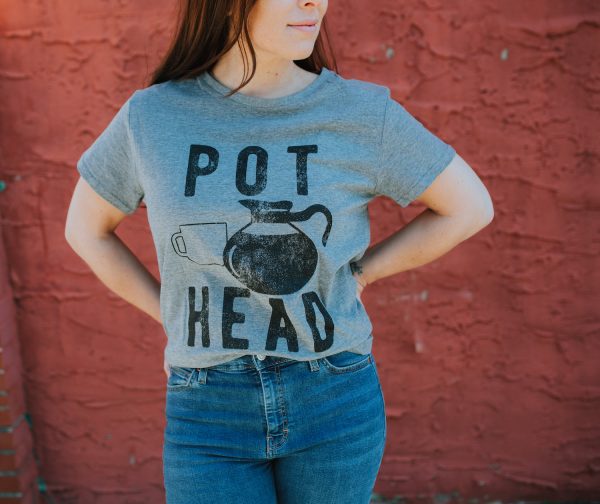 Womens Pot Head T Shirt Funny Coffee Sarcastic Cool Tee Caffeine Tee