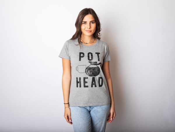 Womens Pot Head T Shirt Funny Coffee Sarcastic Cool Tee Caffeine Tee