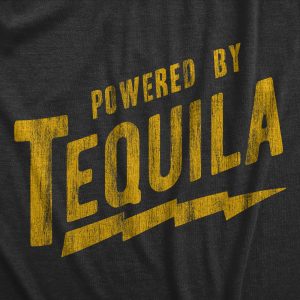 Womens Powered By Tequila T Shirt Funny Liquor Lovers Drinking Tee For Ladies