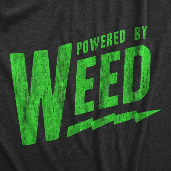 Womens Powered By Weed T Shirt Funny 420 Pot Smoking Joint Lovers Tee For Ladies