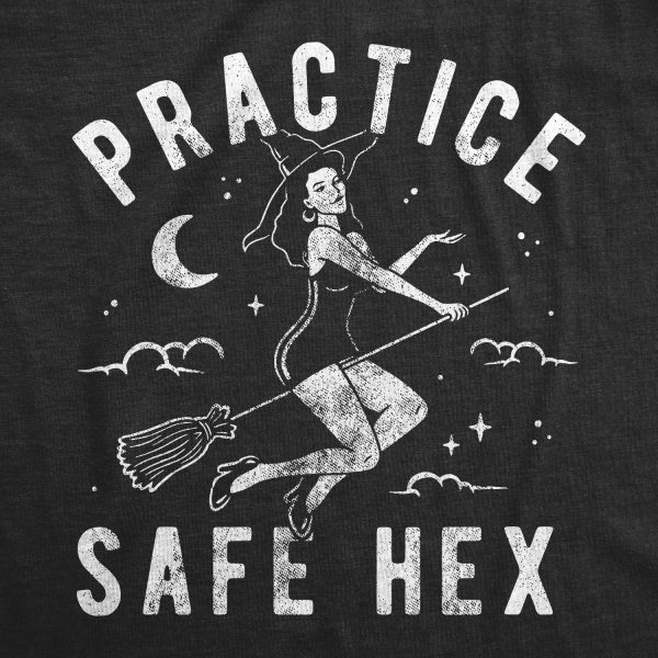 Womens Practice Safe Hex Tshirt Funny Halloween Witch Safe Sex Sarcastic Graphic Tee