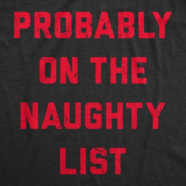 Womens Probably On The Naughty List T Shirt Funny Xmas Santas List Joke Tee For Ladies