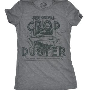 Womens Professional Crop Duster Funny Fart T shirt Rude Farting Top for Ladies