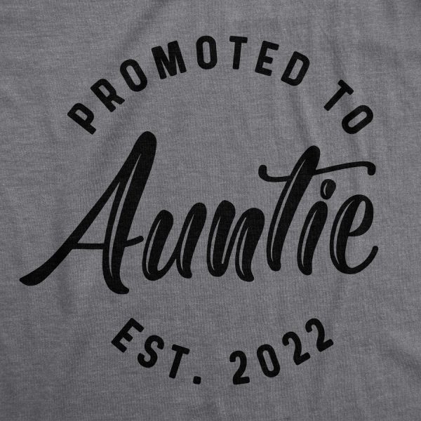 Womens Promoted To Auntie 2022 Tshirt Funny New Baby Family Graphic Tee