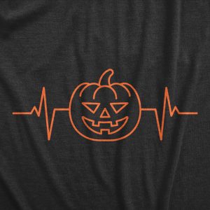 Womens Pumkpin Heart Beat T Shirt Funny Cool Halloween Jack O Lantern Pulse Tee For Ladies 2