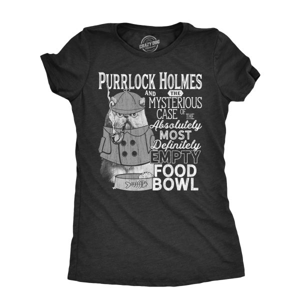 Womens Purrlock Holmes T Shirt Funny Kitty Cat Private Detective Joke Tee For Ladies
