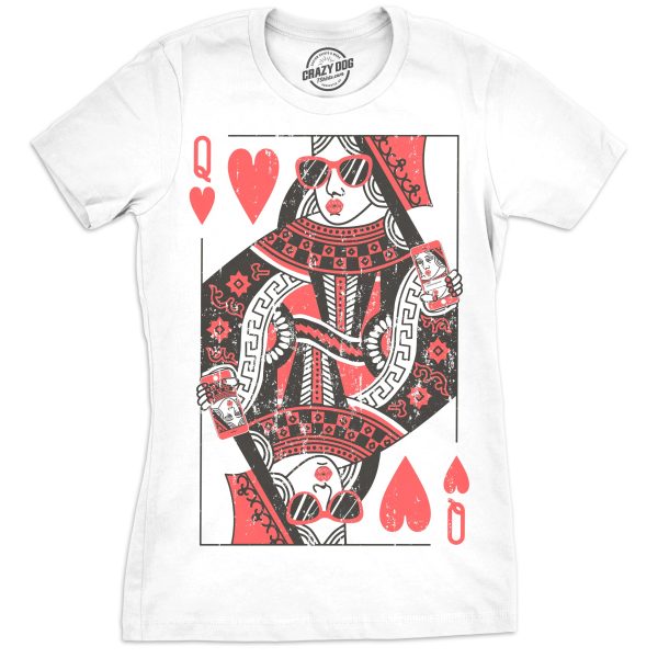 Womens Queen Of Hearts T shirt Funny Vintage Graphic Cool Cute Tee for Ladies