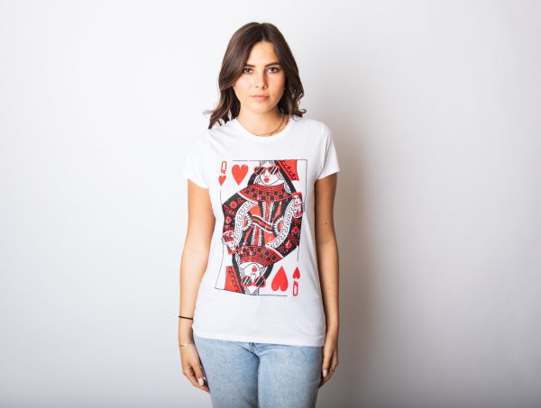 Womens Queen Of Hearts T shirt Funny Vintage Graphic Cool Cute Tee for Ladies