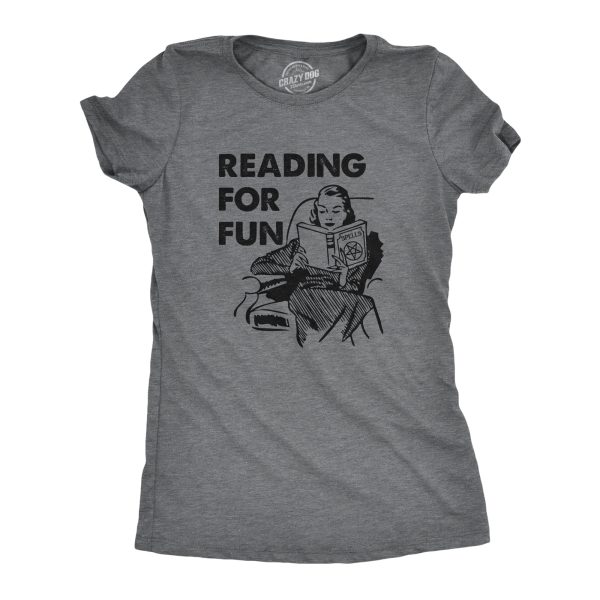 Womens Reading For Fun T Shirt Funny Witch Spell Book Joke Tee For Ladies