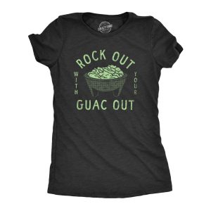 Womens Rock Out With Your Guac Out T Shirt Funny Chips And Guacamole Snack Tee For Ladies