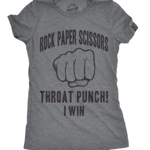 Womens Rock Paper Scissors Throat Punch T shirt Funny Sarcastic Humor Tee Girls