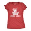 Womens Rude-olph Tshirt Funny Christmas Rudolph The Reindeer Middle Finger Tee