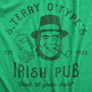 Womens S Terry Otypes Irish Pub T Shirt Funny St Paddys Day Drinking Stereotype Bar Joke Tee For Ladies
