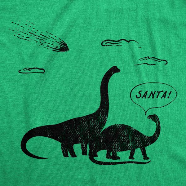 Womens Santa Dinosaurs T Shirt Funny Xmas Dino Meteor Extinction Joke Tee For Ladies