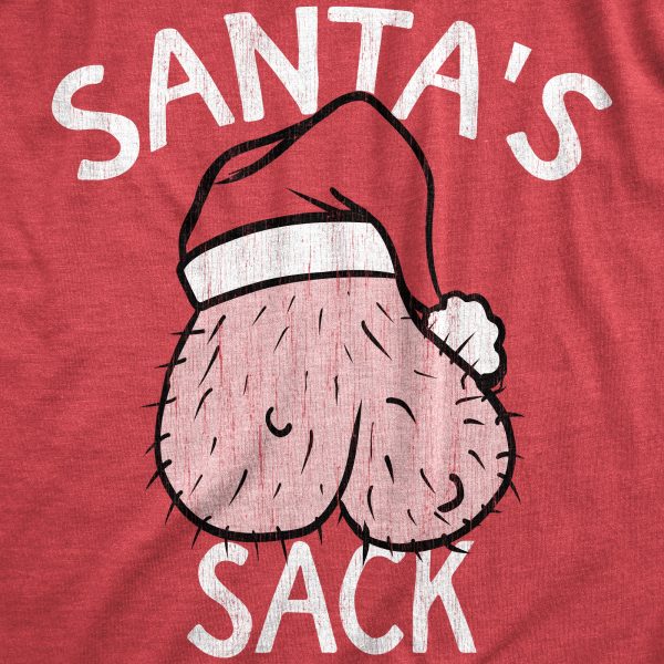 Womens Santas Sack T Shirt Funny Innapropriate Dirty Xmas St Nick Testicles Joke Tee For Ladies