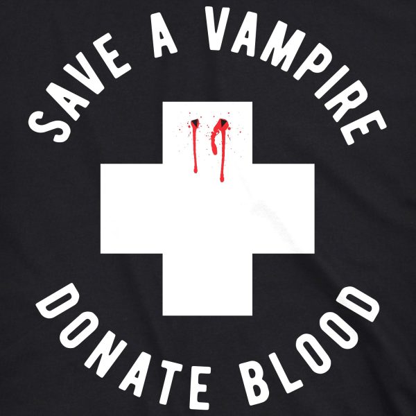 Womens Save A Vampire Donate Blood Tshirt Funny Sarcastic Halloween Night Tee